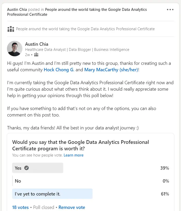google certificate linked poll